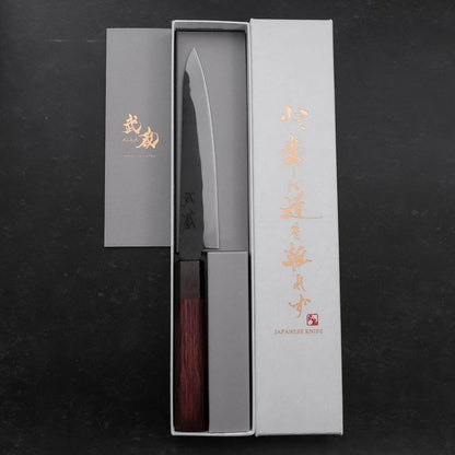 Petty Blue Steel #1 Stainless Clad Kurouchi Black Purple Urushi Handle 150mm