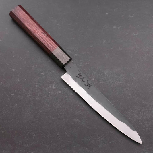 Petty Blue Steel #1 Stainless Clad Kurouchi Black Purple Urushi Handle 150mm