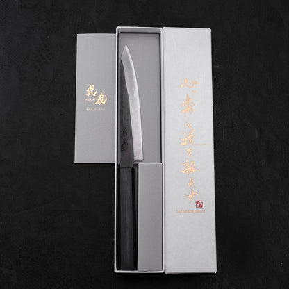Petty Blue Steel #1 Stainless Clad Kurouchi Dark Blue Urushi Handle 150mm