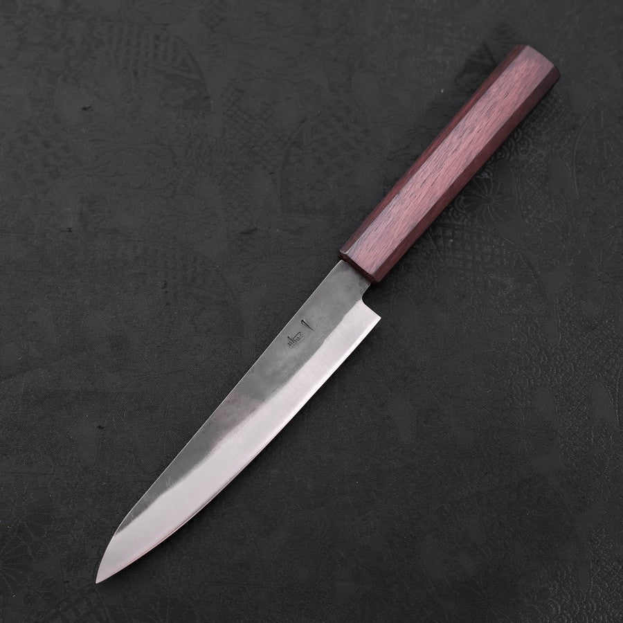 Petty Blue Steel #1 Stainless Clad Kurouchi Purple Urushi Handle 150mm