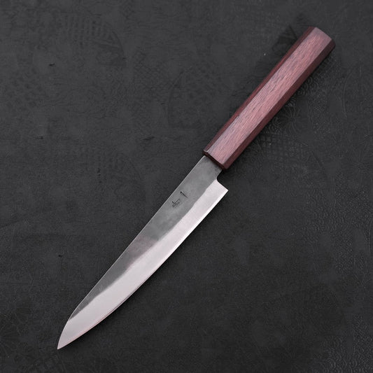 Petty Blue Steel #1 Stainless Clad Kurouchi Purple Urushi Handle 150mm