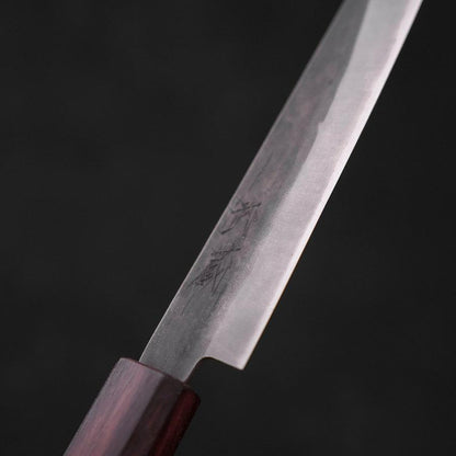 Petty Blue Steel #1 Stainless Clad Kurouchi Purple Urushi Handle 150mm