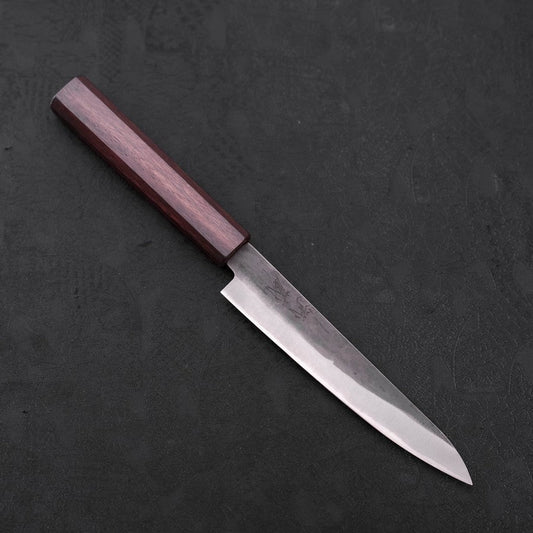 Petty Blue Steel #1 Stainless Clad Kurouchi Purple Urushi Handle 150mm