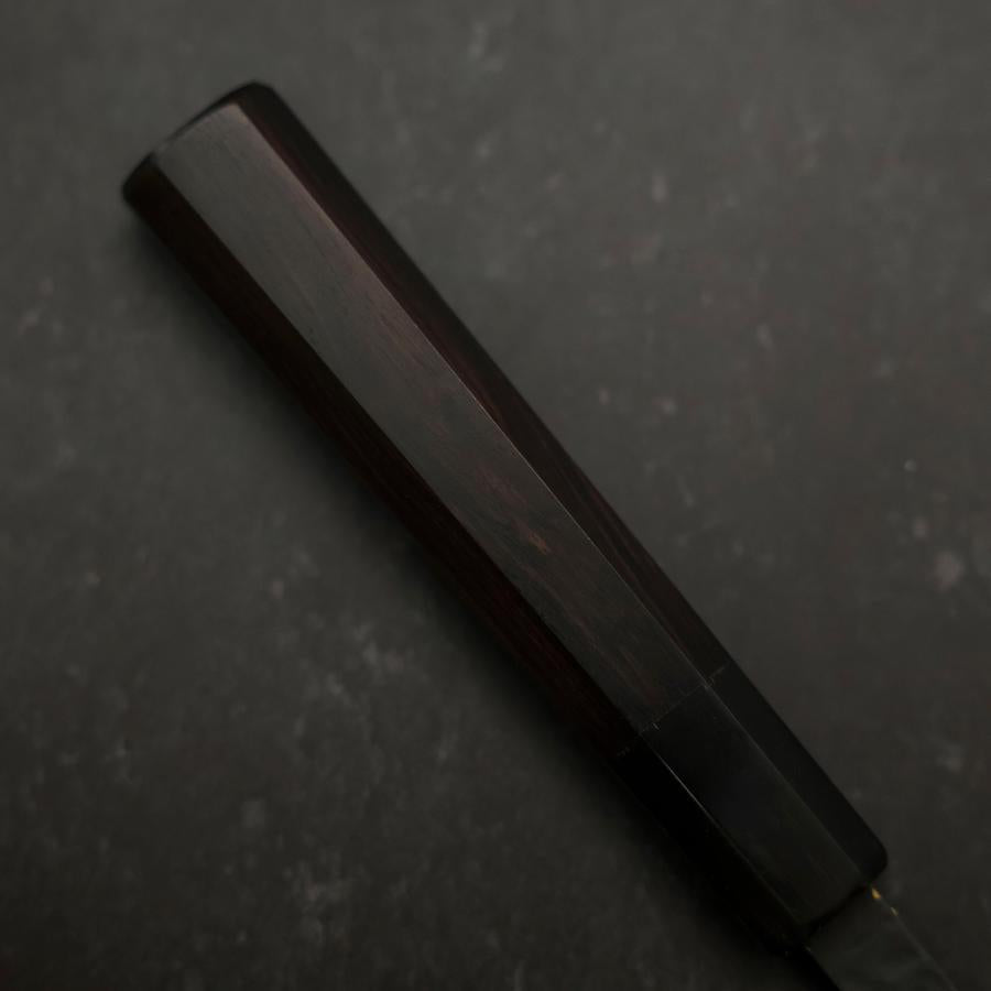 Petty Stainless Clad Blue Super Kurouchi Tsuchime Buffalo Ebony Handle 135mm