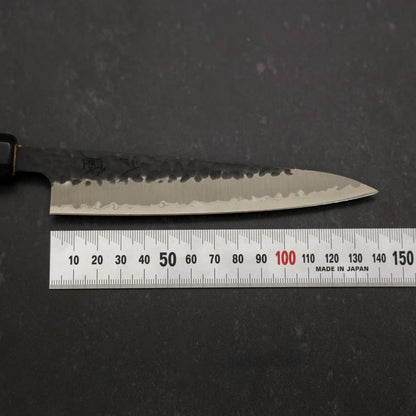 Petty Stainless Clad Blue Super Kurouchi Tsuchime Buffalo Ebony Handle 135mm