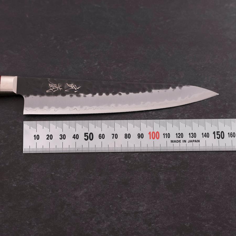 Petty Stainless Clad Blue Super Kurouchi Tsuchime Red Western Handle 150mm