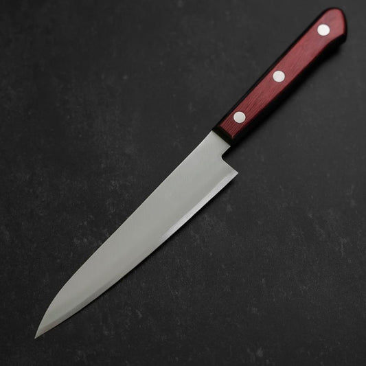 Petty Stainless Clad Blue Super Polished Western Black Red Handle 150mm