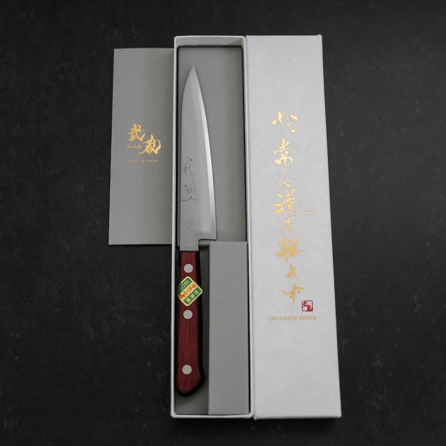 Petty Stainless Clad Blue Super Polished Western Black Red Handle 150mm