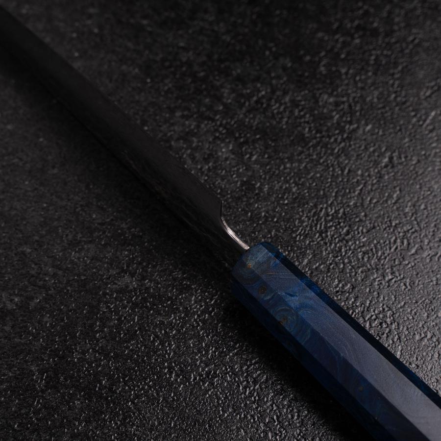 Petty VG-10 Mirror Tsuchime Damascus Blue Birch Handle 150mm (5.9”)-[Musashi]-[Japanese-Kitchen-Knives]