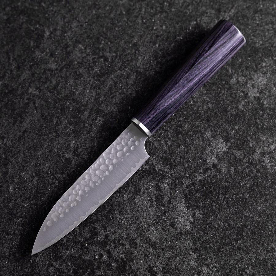 Petty VG-10 Tsuchime Oval Purple Handle 120mm (4.7”)-[Musashi]-[Japanese-Kitchen-Knives]