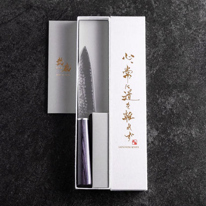 Petty VG-10 Tsuchime Oval Purple Handle 120mm (4.7”)-[Musashi]-[Japanese-Kitchen-Knives]