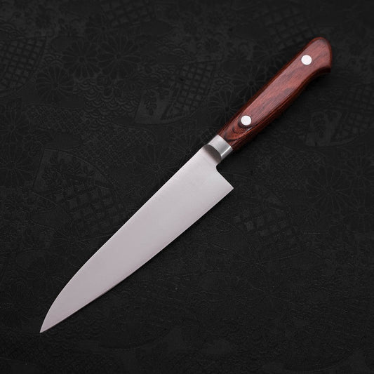 Petty knife AUS-8 Polished Western Brown Handle 130mm