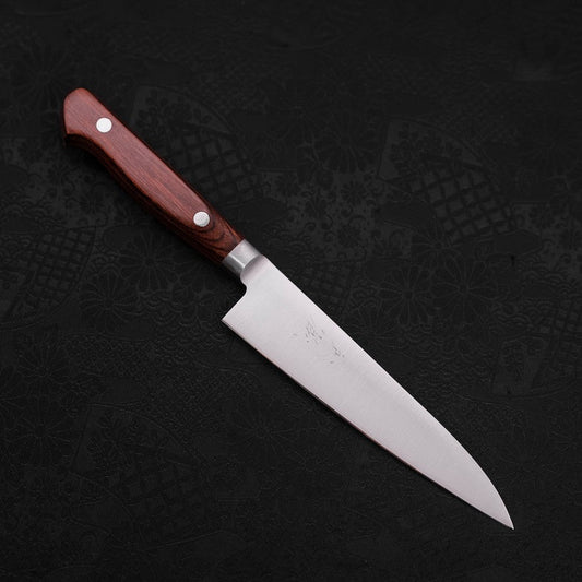 Petty knife AUS-8 Polished Western Brown Handle 130mm