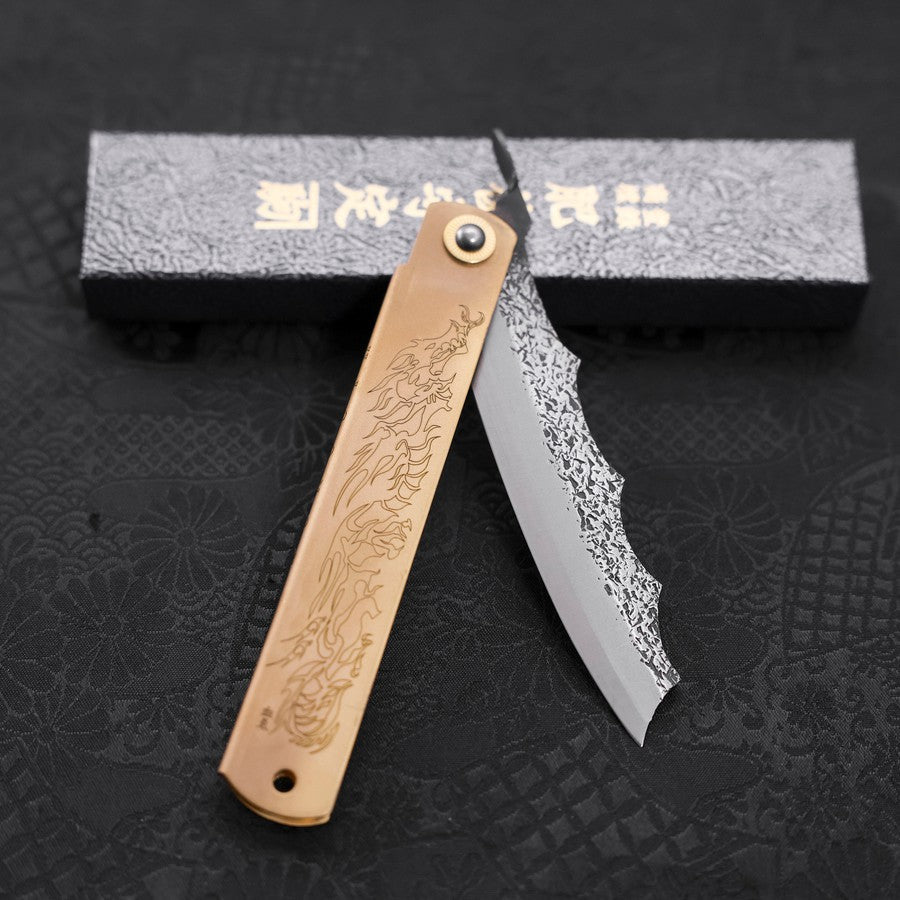 Ryubu-Dragon Brass Higonokami Aogami 120mm
