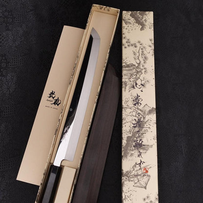 Sakimaru Takohiki White Steel #2 Moon-Fuji Water Honyaki Buffalo Ebony Handle 270mm