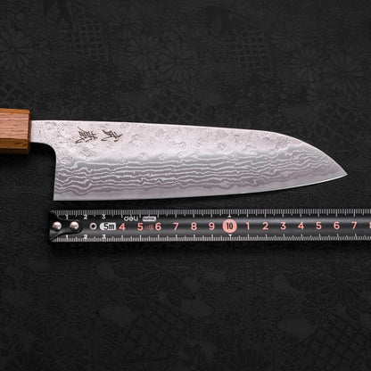 Santoku 440C Nashiji Damascus Oak Handle 165mm
