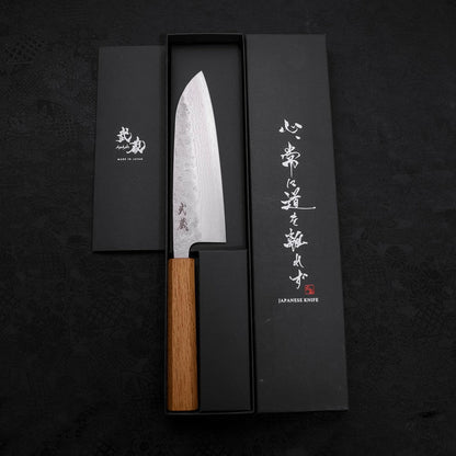 Santoku 440C Nashiji Damascus Oak Handle 165mm