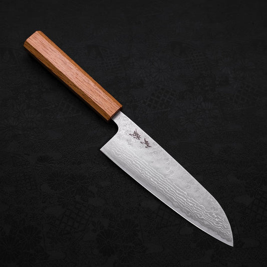 Santoku 440C Nashiji Damascus Oak Handle 165mm