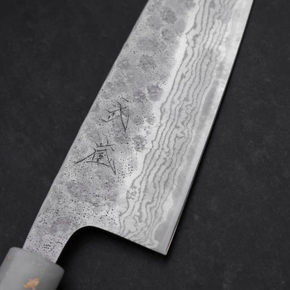 Santoku 440C Nashiji Damascus Ocean White Black Gold Handle 165mm