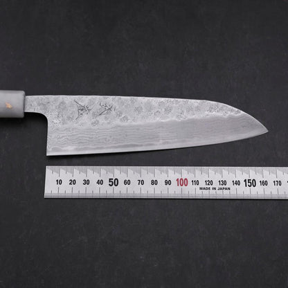 Santoku 440C Nashiji Damascus Ocean White Black Gold Handle 165mm