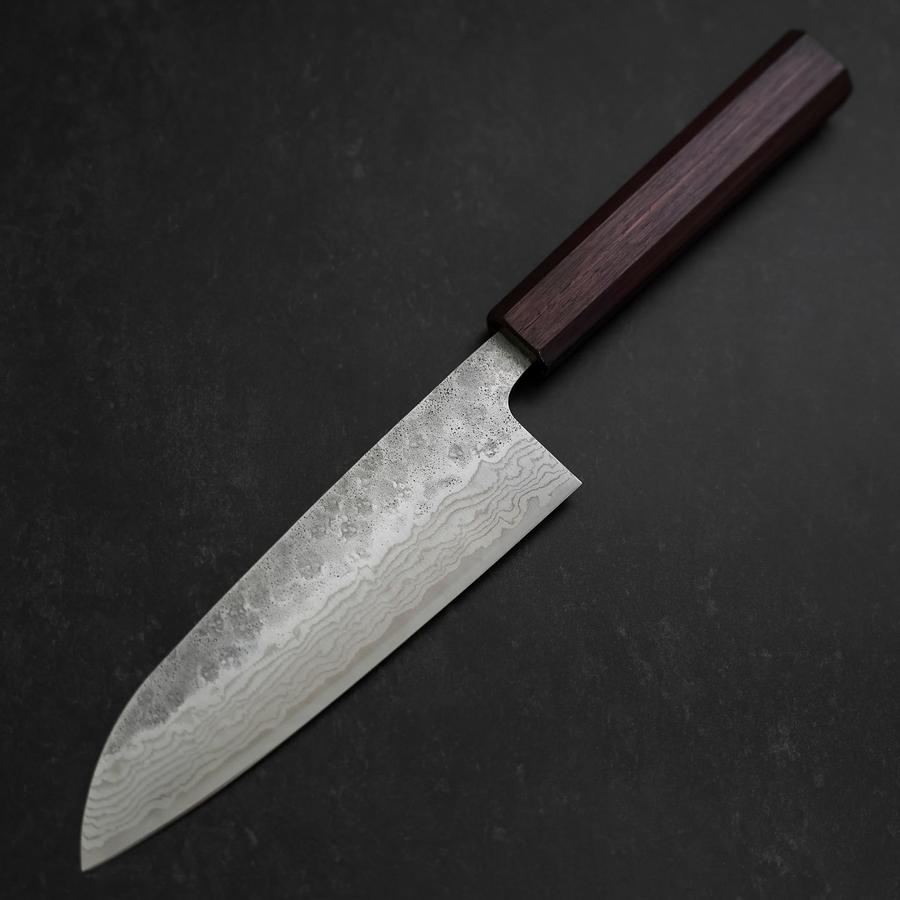 Santoku 440C Nashiji Damascus Purple Urushi Handle 165mm