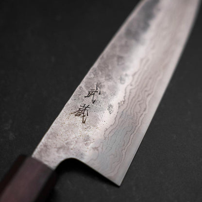 Santoku 440C Nashiji Damascus Purple Urushi Handle 165mm