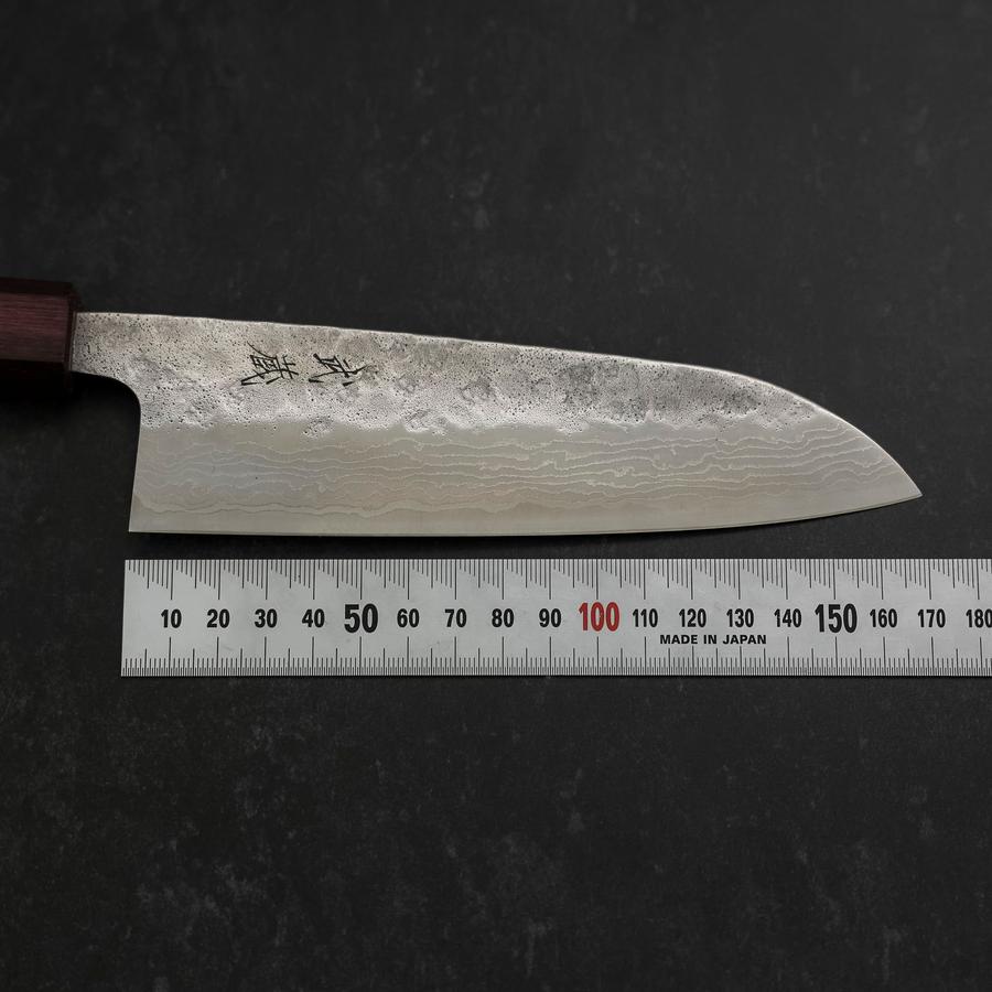 Santoku 440C Nashiji Damascus Purple Urushi Handle 165mm