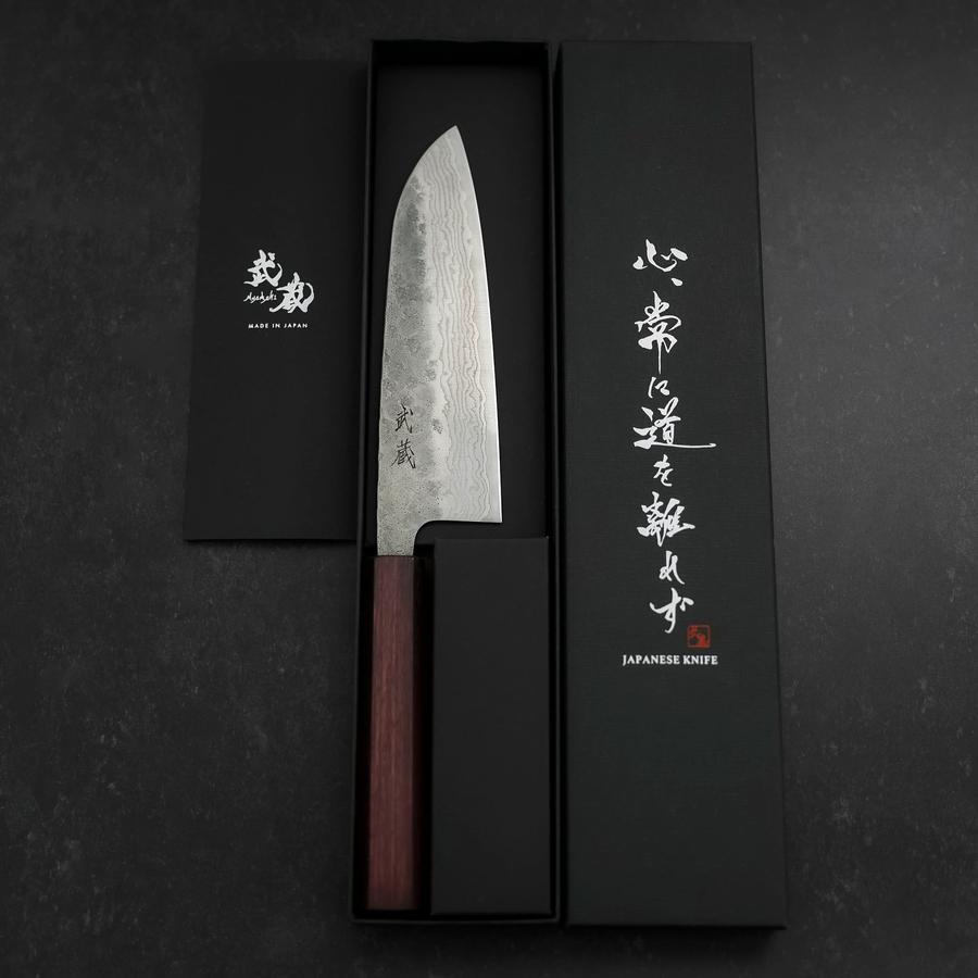 Santoku 440C Nashiji Damascus Purple Urushi Handle 165mm