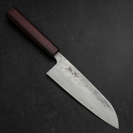 Santoku 440C Nashiji Damascus Purple Urushi Handle 165mm