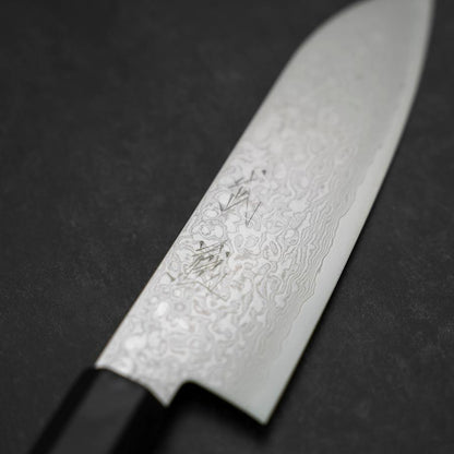 Santoku AUS-10 Damascus Red Cherry Handle 170mm