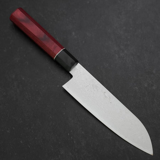Santoku AUS-10 Damascus Red Cherry Handle 170mm