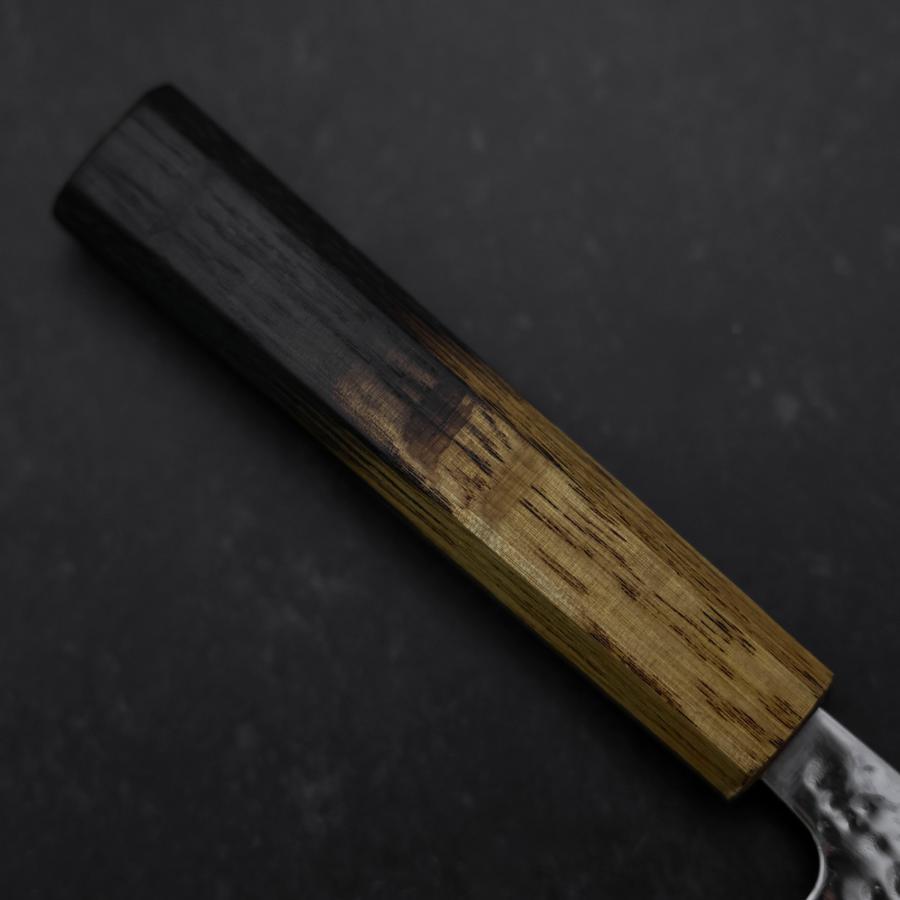 Santoku AUS-10 Mirror Tsuchime Damascus Yaki urushi Handle 165mm