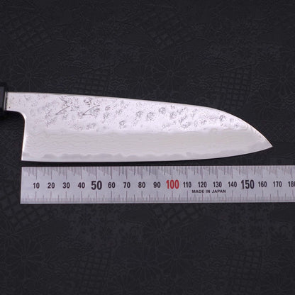 Santoku AUS-10 Nashiji Damascus Dark Blue Urushi Handle 165mm