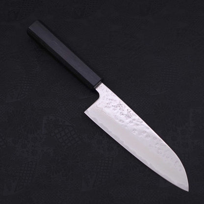 Santoku AUS-10 Nashiji Damascus Dark Blue Urushi Handle 165mm