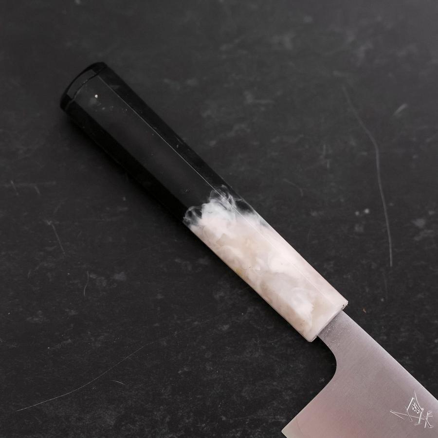 Santoku AUS-10 Polished Ocean Black White Handle 165mm