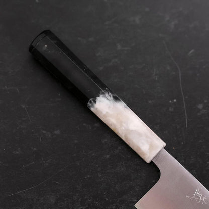 Santoku AUS-10 Polished Ocean Black White Handle 165mm