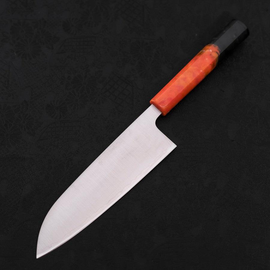 Santoku AUS-10 Polished Ocean Orange & Black Handle 165mm