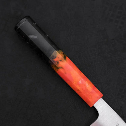 Santoku AUS-10 Polished Ocean Orange & Black Handle 165mm