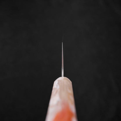 Santoku AUS-10 Polished Ocean Orange & White Handle 165mm