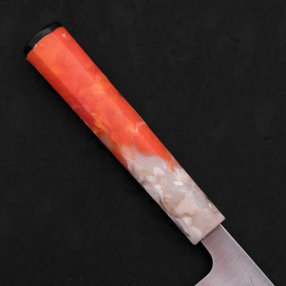 Santoku AUS-10 Polished Ocean Orange & White Handle 165mm