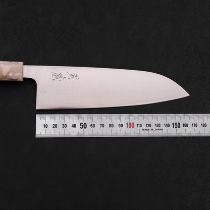 Santoku AUS-10 Polished Ocean Orange & White Handle 165mm