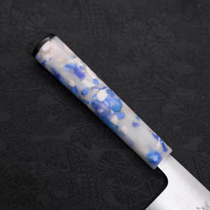Santoku AUS-10 Polished Ocean White Mix Handle 165mm