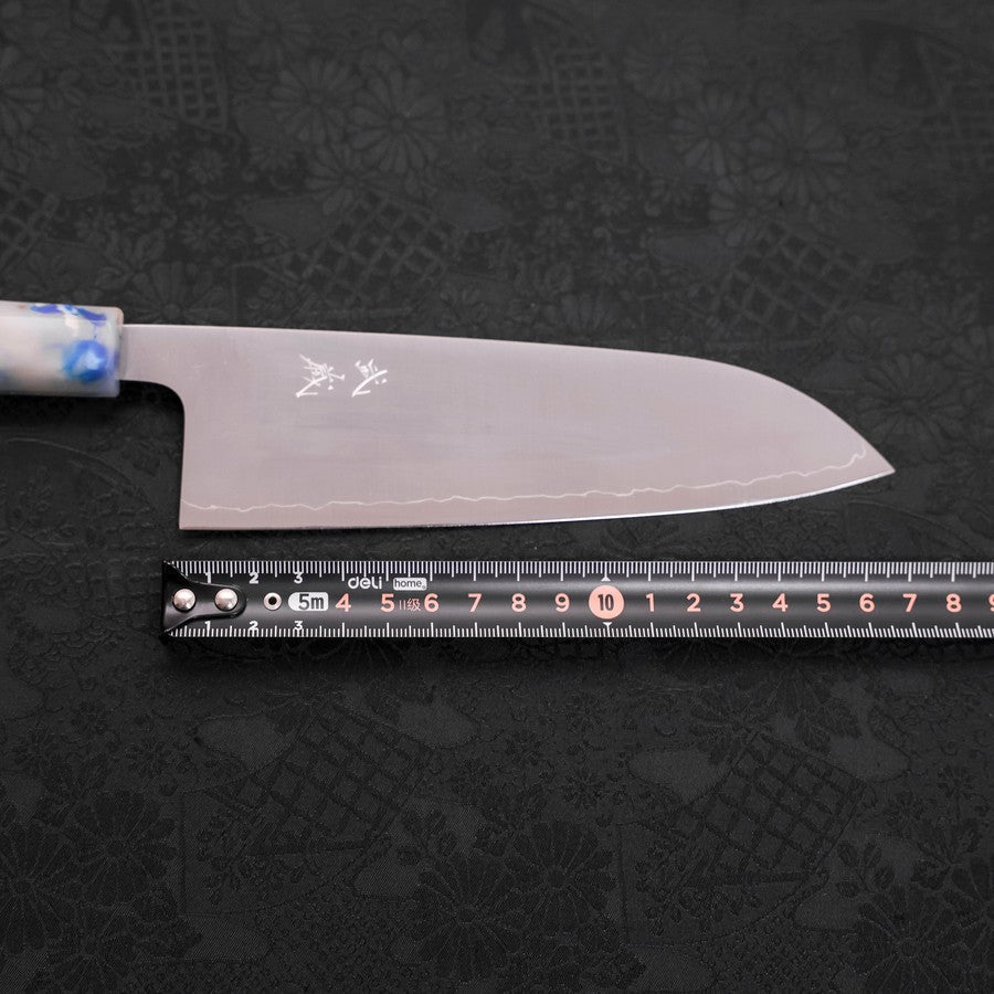 Santoku AUS-10 Polished Ocean White Mix Handle 165mm