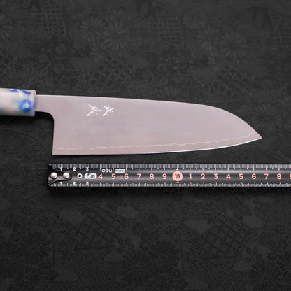 Santoku AUS-10 Polished Ocean White Mix Handle 165mm
