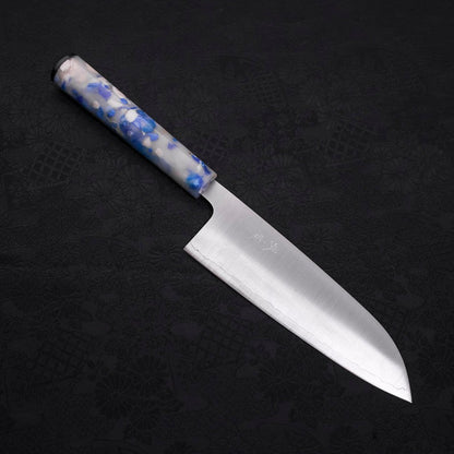 Santoku AUS-10 Polished Ocean White Mix Handle 165mm