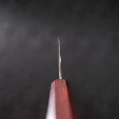 Santoku AUS-10 Tsuchime Damascus Purple Urushi Handle 165mm