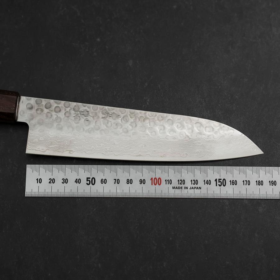 Santoku AUS-10 Tsuchime Damascus Shitan Walnut Handle 180mm