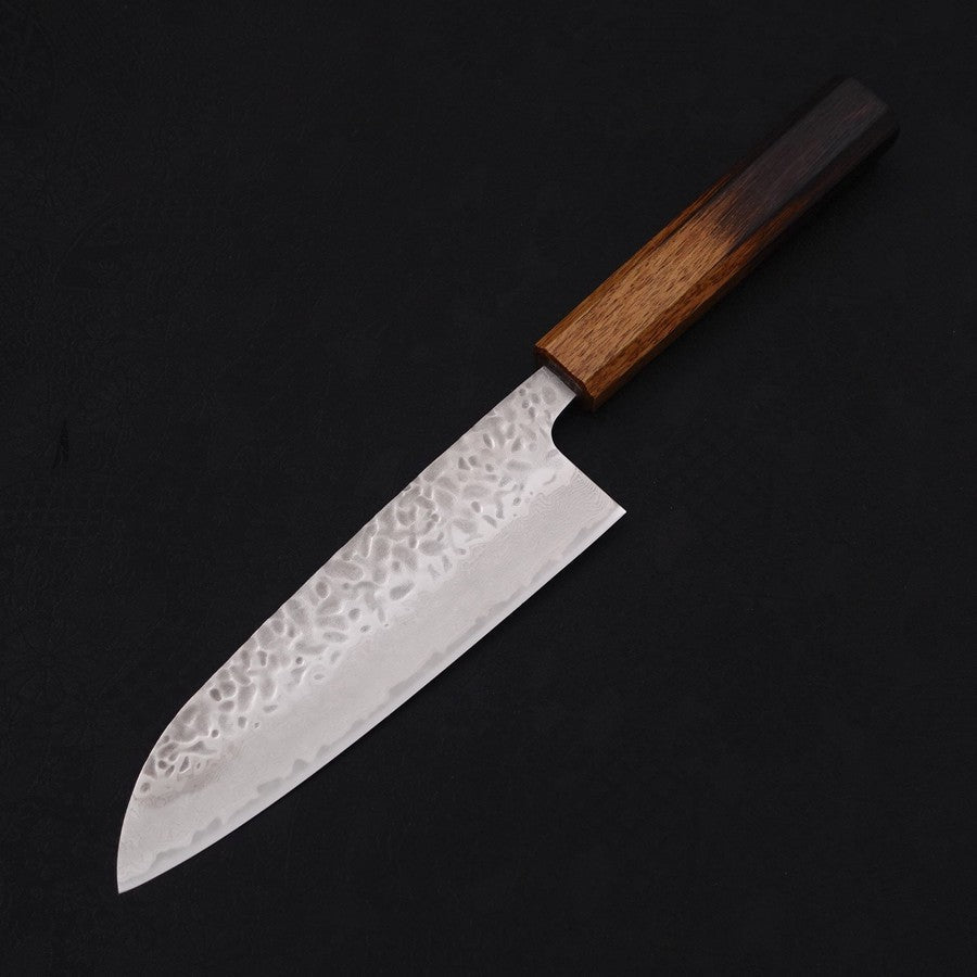 Santoku AUS-10 Tsuchime Damascus Yaki Urushi Handle 165mm