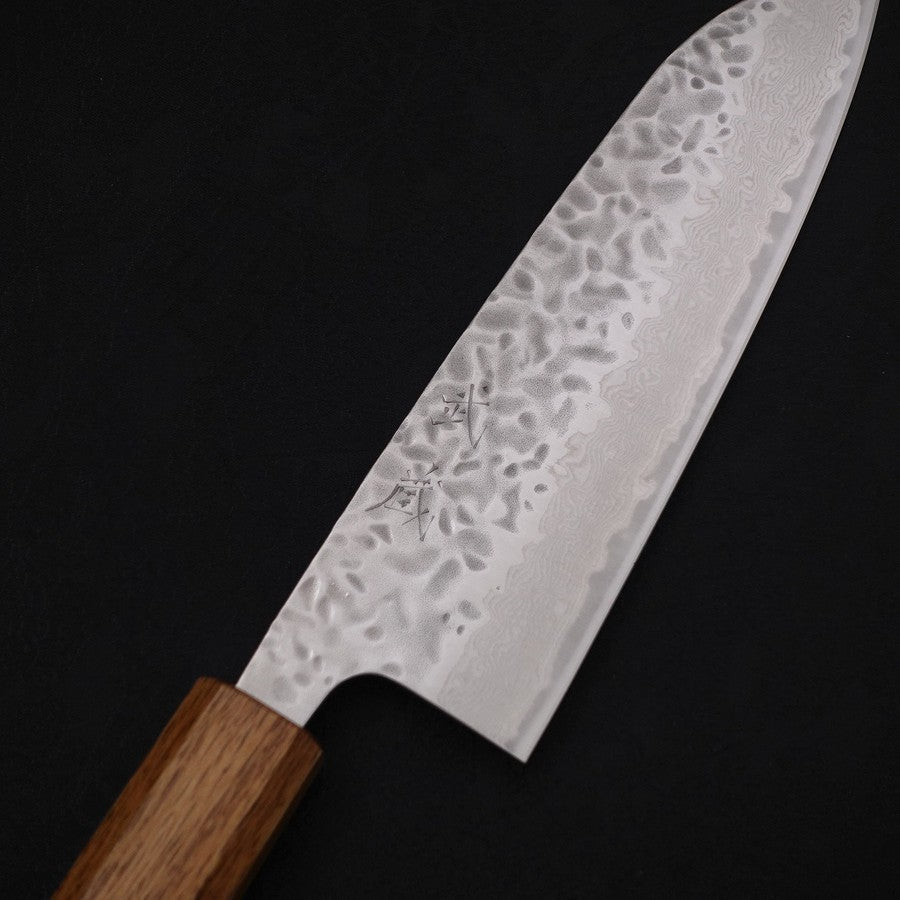 Santoku AUS-10 Tsuchime Damascus Yaki Urushi Handle 165mm