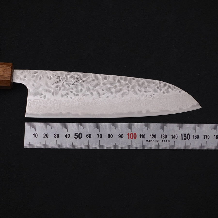 Santoku AUS-10 Tsuchime Damascus Yaki Urushi Handle 165mm
